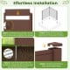 Outdoor privacy fence screen installation steps with brown panels and galvanized metal stakes for easy setup.