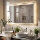 48" x 28" LED bathroom mirror with frontlit and backlit design, featuring a sleek frame and stylish double lighting.