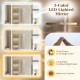 48" x 28" LED bathroom mirror with frontlit and backlit features, adjustable brightness, and 3-color lighting for.