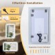 48" x 28" LED bathroom mirror installation options, showing plug-in and hardwired setups for easy mounting.