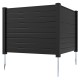 Black 48 x 38 inch air conditioner fence with three panels and galvanized metal ground stakes for outdoor use.