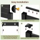 Installation steps for a 48 x 38 inch black air conditioner fence with metal ground stakes for easy setup in outdoor.