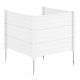 White 48 x 38 inch air conditioner fence with three panels and galvanized metal ground stakes for versatile outdoor use.