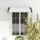 Curved black outdoor awning for windows, 48 x 40 inches, durable PC sheet, ideal for porch or patio protection.