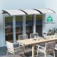 Outdoor black door canopy awning, 48 x 40 inches, durable PC sheet, 44 lbs capacity, ideal for patios and porches.