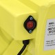 Close-up of the power switch on a 950 W air blower pump fan for inflatable bounce houses, featuring a durable yellow.