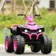 Kids ride-on ATV in pink with LED lights and treaded tires, designed for stability and fun on various surfaces.