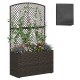 Raised garden bed with trellis and wicker planter box in brown, ideal for climbing plants and vertical gardening.