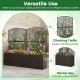 49-inch raised garden bed with trellis and wicker planter box in brown, perfect for climbing plants and outdoor.