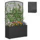 49-inch black raised garden bed with trellis and wicker planter box, perfect for growing flowers and climbing plants.