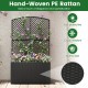 49-inch raised garden bed with trellis and wicker planter box in black, ideal for vertical gardening and plant support.