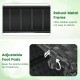 Close-up of the robust metal frame and adjustable foot pads of the 49-inch black raised garden bed with trellis.