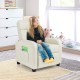 Kids recliner lounge sofa in white with adjustable backrest, high-density sponge padding, and side pocket for toys.