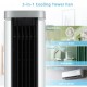 3-in-1 portable evaporative air cooler in white, featuring a touch control panel and remote for easy operation.