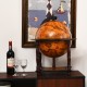 23-inch globe wine bar stand in brown with solid wood legs, perfect for storing wine bottles and glasses in style.