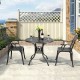Two durable aluminum dining chairs with armrests, featuring a hollow out design, perfect for outdoor balcony or garden.
