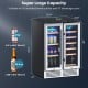 24-inch dual-zone wine and beverage cooler with clear glass doors, holding 18 wine bottles and 57 cans for optimal.