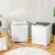 Compact mini twin tub washing machine with separate timer controls, ideal for home and apartment use.