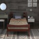 Twin size walnut platform bed frame with slat support, featuring a solid wood design and ample under-bed storage.