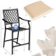 Patio bar stool with armrests, 43" height, sturdy steel frame, and soft cushion for comfortable outdoor seating.