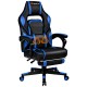 Massage gaming chair with footrest, ergonomic design, adjustable height, and lumbar support for ultimate comfort.