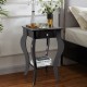 Elegant black 2-tier end table with drawer and shelf, perfect for bedroom or living room storage and decor.