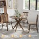 Round 36-inch wood dining table with intersecting pedestal base, sturdy structure, and stylish vintage design for.