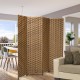 Four-panel folding room divider with a hand-woven design in yellow, perfect for creating privacy in any living space.