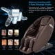 Electric zero gravity massage chair in brown with memory function and six auto massage modes for ultimate relaxation.
