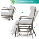 Single glider chair with steel frame and breathable fabric, featuring gentle rocking design for outdoor relaxation.
