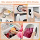 Kids kitchen playset featuring a washing machine, oven, and accessories for imaginative role-playing and learning.