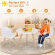 Modern kids activity play table with two chairs, featuring beech legs and soft cushions, perfect for playrooms.