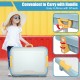Kids activity table set with wheels and handle, featuring storage compartments and adjustable heights for versatile.
