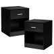 Black nightstand showcasing a spacious top surface for decor and a large drawer for organized storage in any room.