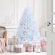 6 feet artificial Christmas tree with iridescent branch tips, surrounded by beautifully wrapped gifts for festive.