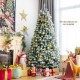 7-foot pre-lit snow flocked Christmas tree with 1116 tips and metal stand, perfect for festive holiday decor.