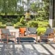 4-piece wooden patio furniture set with soft cushions, perfect for outdoor relaxation in garden or patio settings.