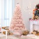 Pink 6ft artificial Christmas tree with hinged construction, perfect for customizable holiday decorations in any space.