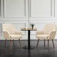 Set of 2 beige fabric upholstered accent chairs with wooden legs, perfect for living room or dining room decor.