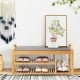 3-Tier bamboo shoe rack bench with cushion, featuring a natural finish and ergonomic design, perfect for entryway.