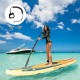 Inflatable stand-up paddle board with non-slip deck, aluminum paddle, and safety leash, ideal for water activities.