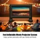 Inflatable outdoor movie projector screen with blower, 14', ideal for summer pool parties and easy setup with stability.
