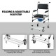 Folding and adjustable footstep of the 2-in-1 aluminum commode shower wheelchair for user convenience and safety.