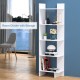 5-tier freestanding bookshelf in white engineered wood, serving as a room divider with ample storage for books and.