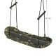 Adjustable army green saucer tree swing with foam handles, suitable for 1-3 kids, perfect for outdoor fun.