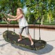 Kids enjoying the Saucer Tree Swing in army green, featuring adjustable height and comfortable foam handles for safe.
