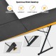L-shaped corner desk in black, made of P2 MDF and iron, offers spacious work area for home office or study.