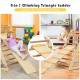 2-in-1 climbing triangle ladder for toddlers, made of natural wood, features a slide and sturdy design for safe play.