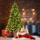 Hinged 6.5 feet pre-lit Christmas tree with 1100 branch tips, showcasing a festive atmosphere with LED lights and.