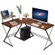 L-shaped computer gaming desk in walnut with a spacious working area, designed for versatile home and office.
